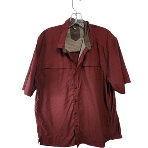 REI Co-op Mens Short Sleeve Button Front Hiking Shirt‎ Burgundy Outdoors